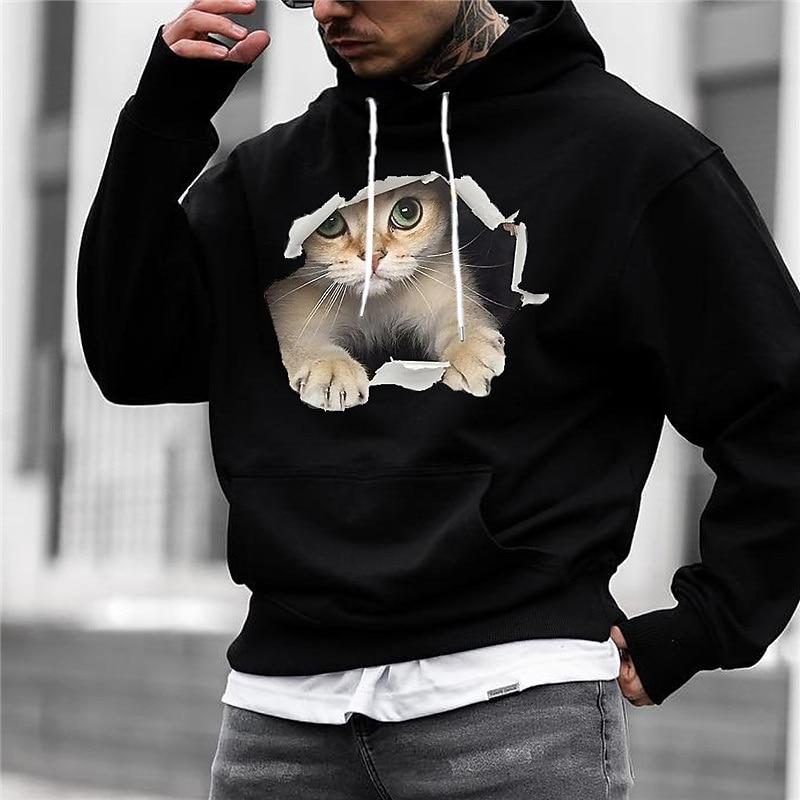 

Men s Animal Cat Graphic Prints Hoodie Hoodies Sweatshirt Streetwear Designer Basic Casual Long Sleeve Hooded 3XL