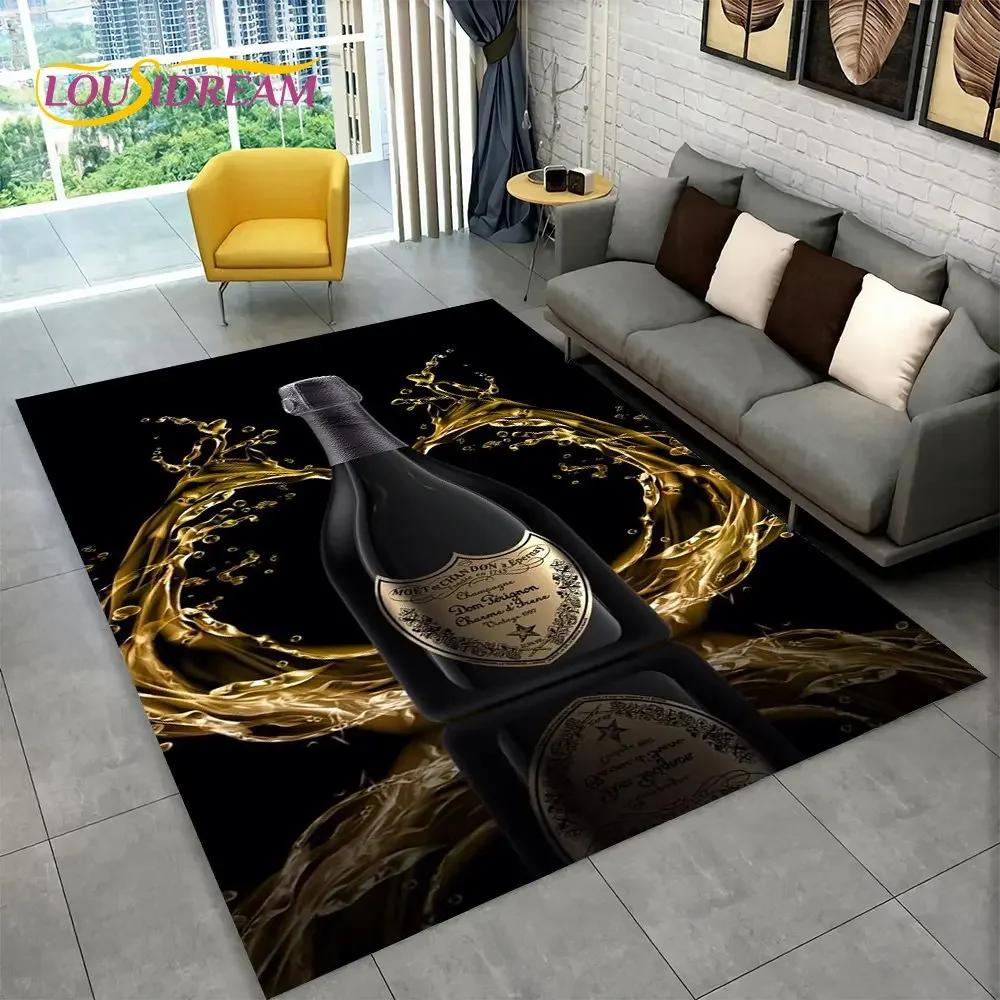 C-Champagne M-Moet & C-Chandon Teppich für Schlafzimmer Wohnzimmer Zuhause Sofa Dekoration, Kinderspiel Große Dekoration Bodenmatte Geschenk