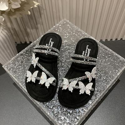 NEW Women's Sandals Summer New Design Crystal Decoration Women's Brand Sandals Elegant Flat Dress Women's Slippers