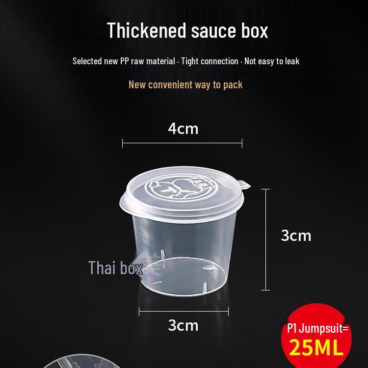 Thai Box Me Disposable Sauce Cup with Lid - Takeaway Packaging for Dipping, Seasoning, and Pickled Vegetables