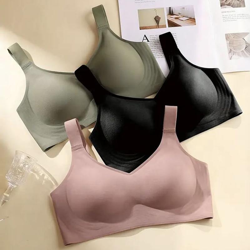 Dámská bezešvá plus size podprsenka bez kostic pohodlná podprsenka s měkkými tenkými košíčky jednoduché jednobarevné spodní prádlo sexy dámské prádlo