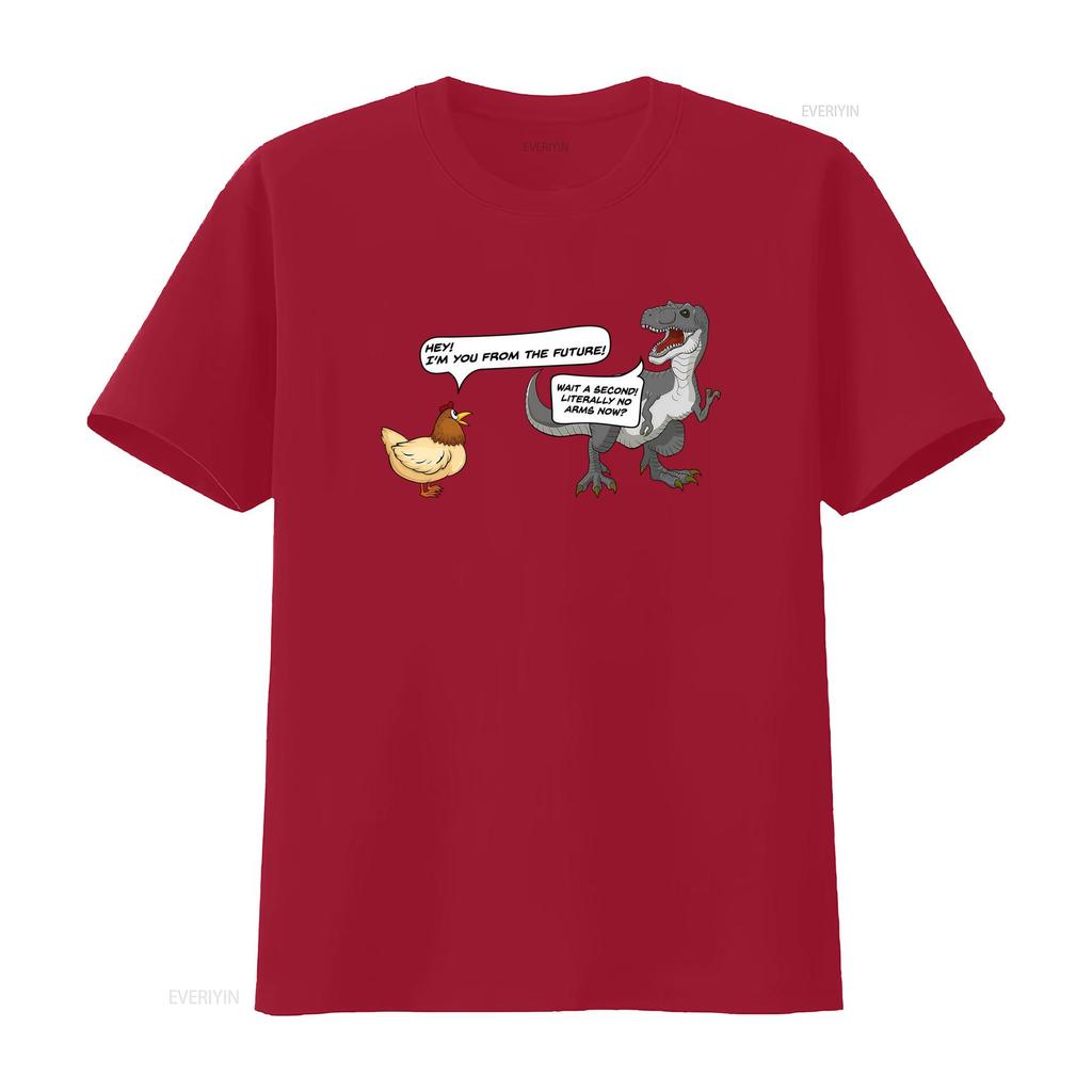 T Rex Chicken Funny Dinosaur Quote Novelty Meme Shirt vintage Washed Versatile Slightly Top For Everyday Wear Breathable Casual