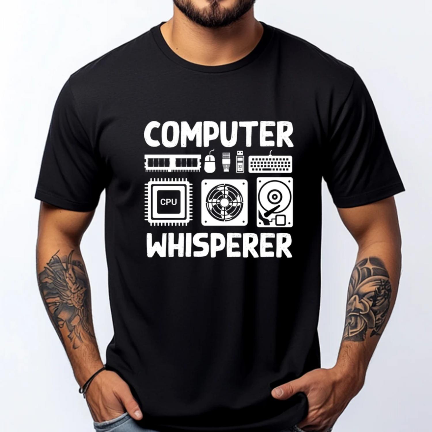 Programmer Coder Developer Programming Computer Whisperer Graphic T Shirts Men Oversized Fall Cheap New Years Eve S чёрный