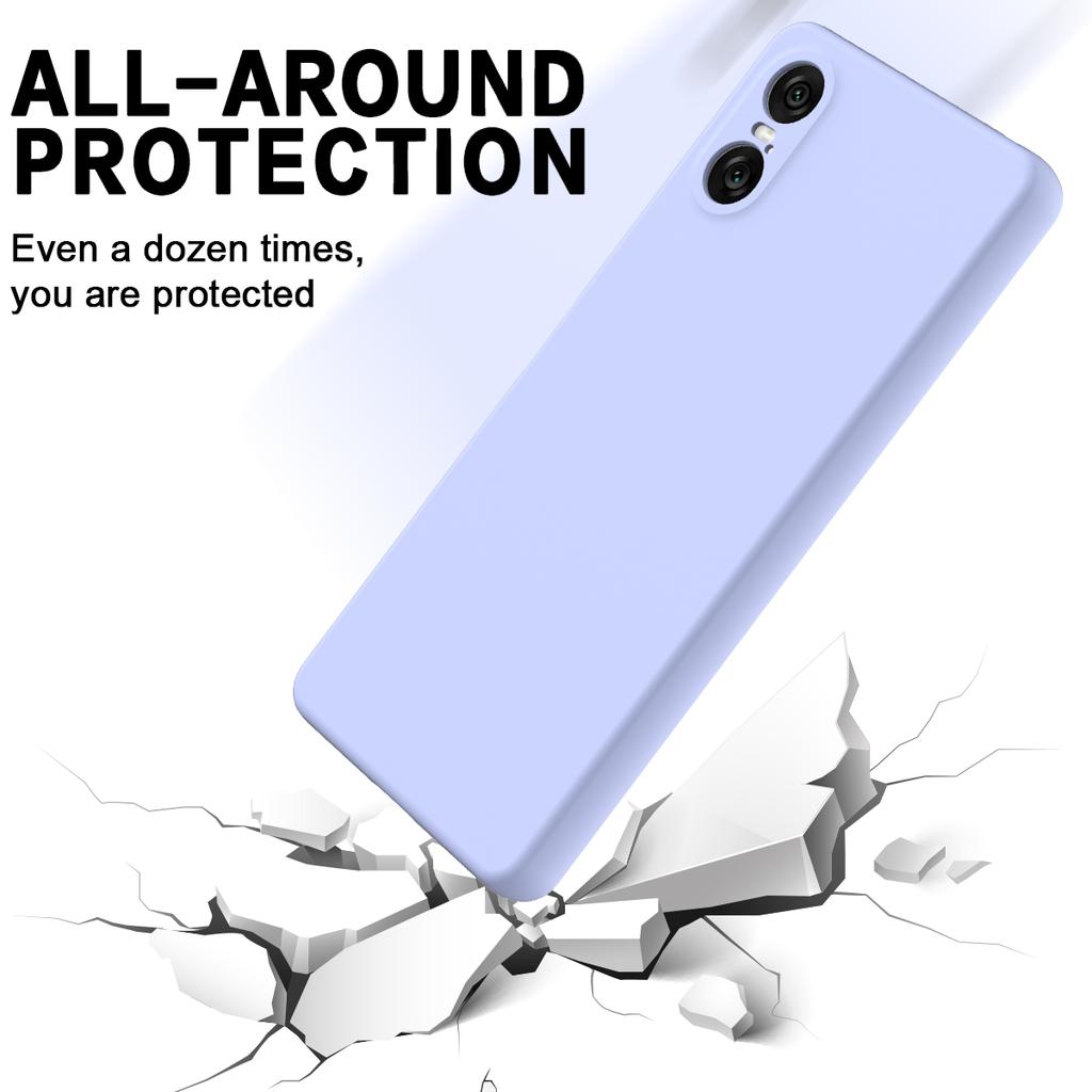 For Sony Xperia 10 VI Case Liquid Silicone Protective Phone Cover with Hand Strap