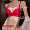 Damen Roter Push-Up-BH Mit Spitzenbesatz Und Schleifen-Detail Bequeme Dessous