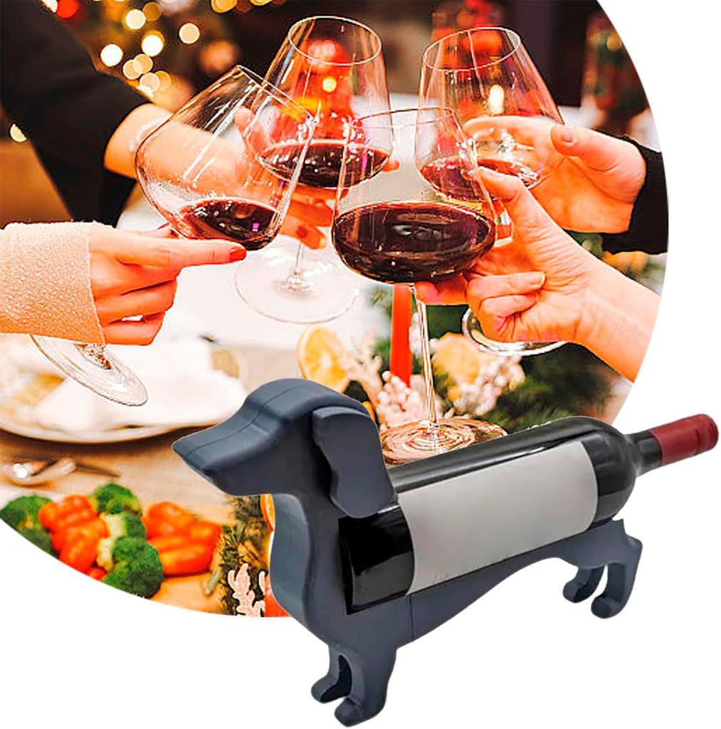 Minimalist Sausage Dog Wine Rack Ornament - Desktop Display, Red Wine Holder