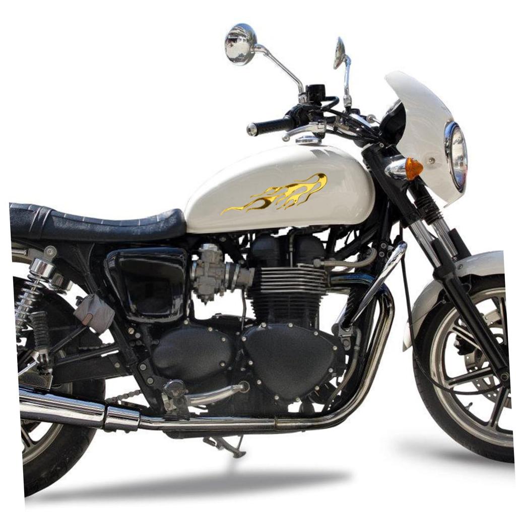 Healifty 1 Set Motorcycle Sticker Motorcycle Decal 3d Decal 3d Sticker Chimney Bracket Chimney Accessories Flame Sticker Yellow PVC 10pcs