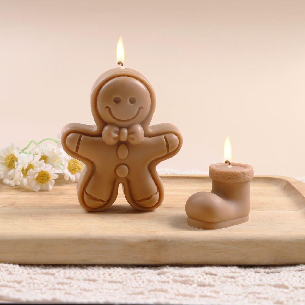 Gingerbread Man Candle & Chocolate Mold - Christmas Scented Gypsum Ornament