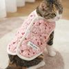 Floral Print Dog Winter Coat Thick Fleece Cat Winter Vest Durable Pet Vest  Indoor Outdoor