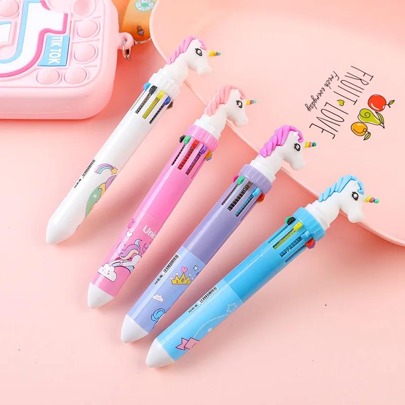 4pcs Creative and Cute New Oil Pen Ten Color Internet Celebrity Multi functional Multi color One 10 Color Ball Pen