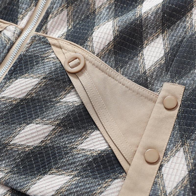 Pa Si Te Women's Diamond Plaid Casual Jacket