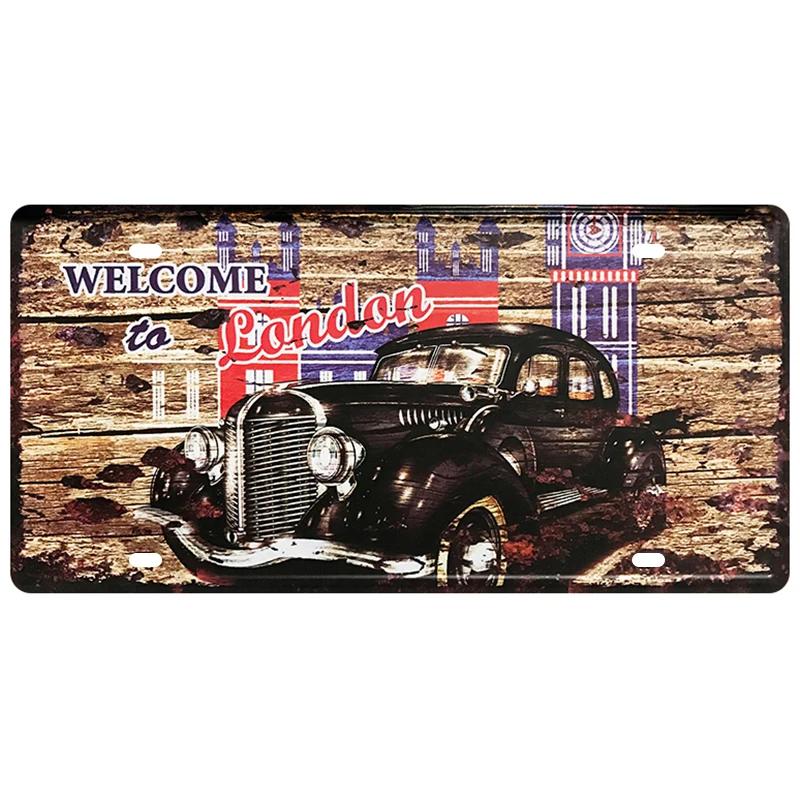 Motor Bus Car Plate License Metal Tin Signs US Route 66 Tinplate Poster Vintage Pin Up Signs Bar Cafe Garage Wall Decor Plaques