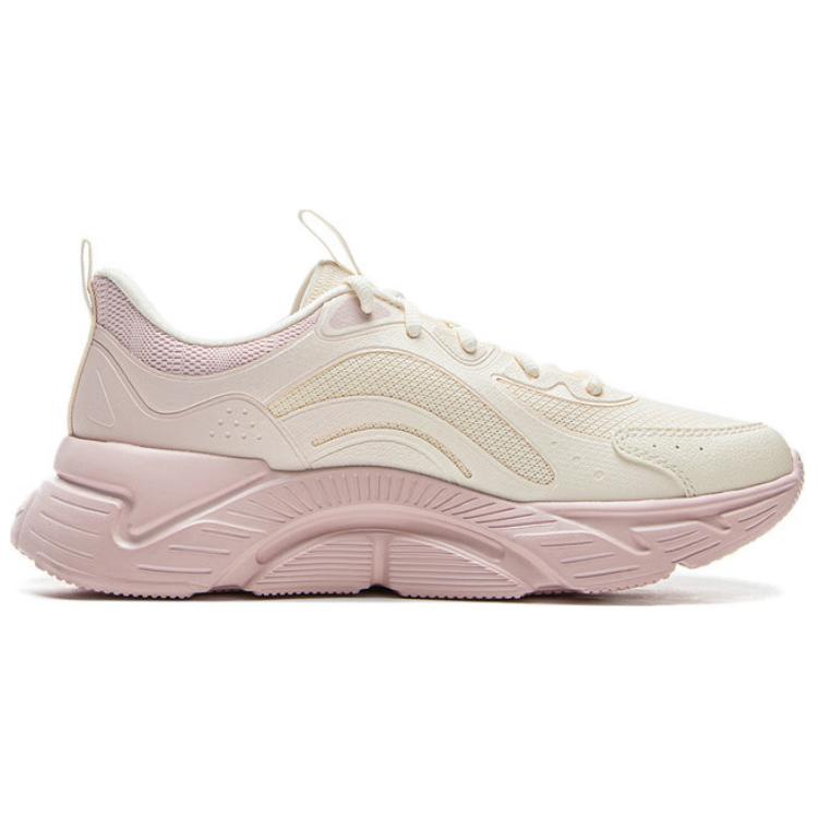 Li-Ning Lightweight Soft Rebound Casual Running Shoes Women Sneakers Off-White Pink ARSV036-1