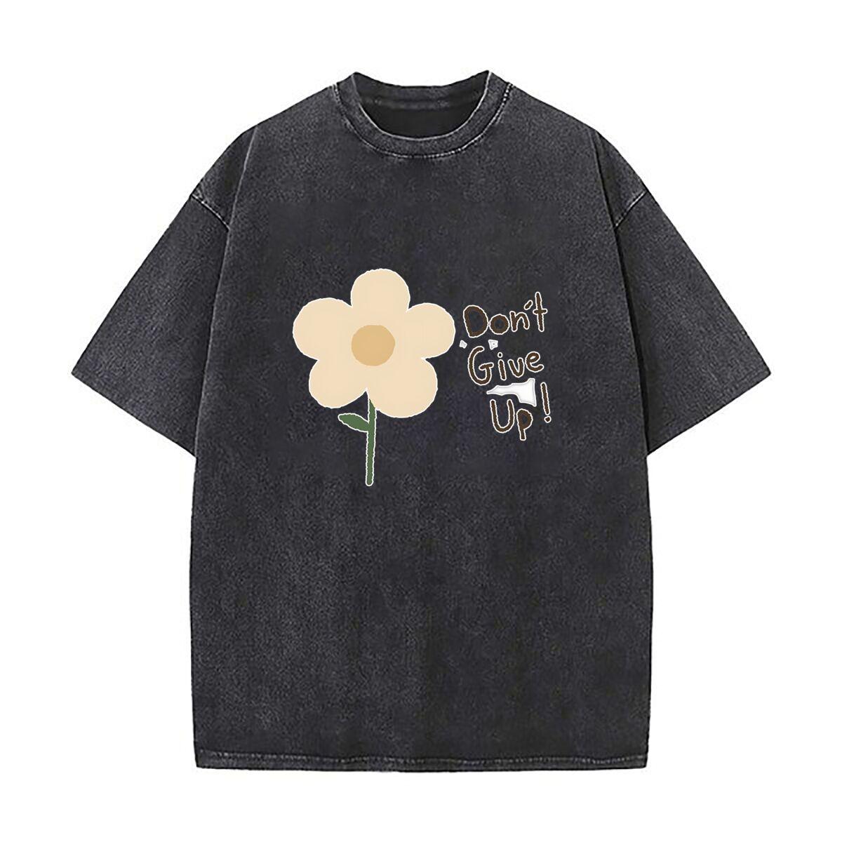 

dont give up Design Mens Summer Tshirt Cotton Vintage Washed TShirts S