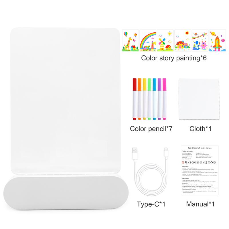 

LED Luminous Blackboard Drawing Toys Magic Light Chalkboard Graffiti Coloring Art Lamp Acrylic Message Board Montessori Kids Toy