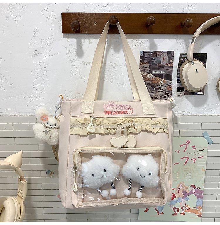 Schoolbag New Cute Female Ins High Value Dopamine Transparent Pain Bag Schoolbag Primary School Students Junior High School Students Backpack