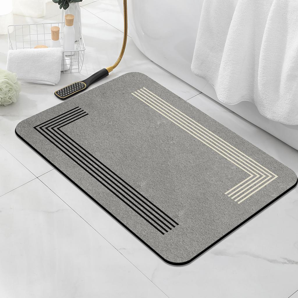 Non-slip Diatomite Bathroom Mat, Super Absorbent, Quick-drying, Soft Shower Mat, Machine Washable, Suitable for Bathrooms and Be
