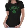 St Patrick's Day Cool Lucky Shamrock Clover Womens Top Junior Graphic Tee