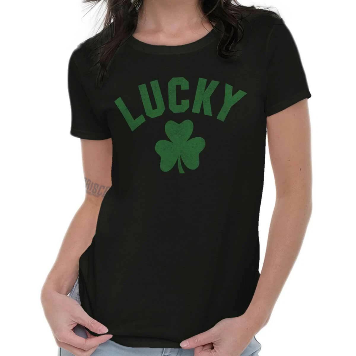 St Patrick s Day Cool Lucky Shamrock Clover Womens Top Junior Graphic Tee XS
