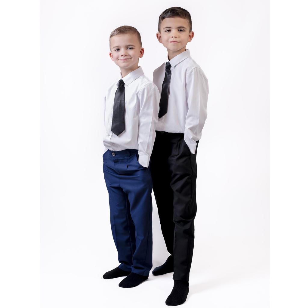 LOLANTA Jungen Anzughose, Unifarben, Reißverschluss, Perfekt für Einschulungsfeiern, Abschlussfeiern, Hochzeiten, Aufführungen, Schwarz, Größe 130
