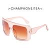 One Piece Shield Square Sunglasses for Women Vintage Oversized Black Pink Sun Glasses Eyewear Female Cool Black Blue Shades