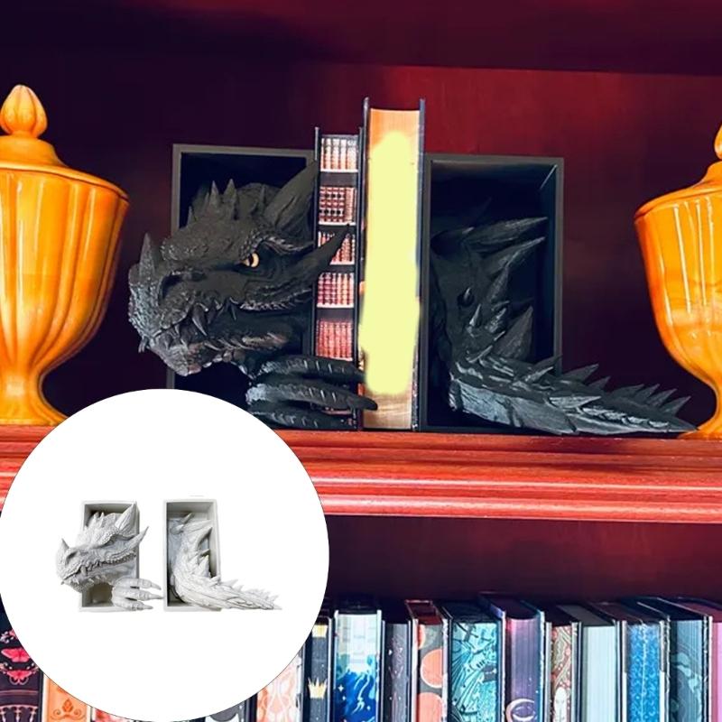 Set di fermalibri a forma di drago Fermalibri Decorativi per Scaffali Ufficio Casa Scrivania Libreria Decorazioni Regalo per Amante dei Draghi