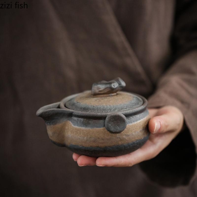 Vintage Ceramic Teapot Hand Held Teapot Single Pot Tea Infuser Filter Pot Afternoon Tea Brewing Utensils Teas Making Tools