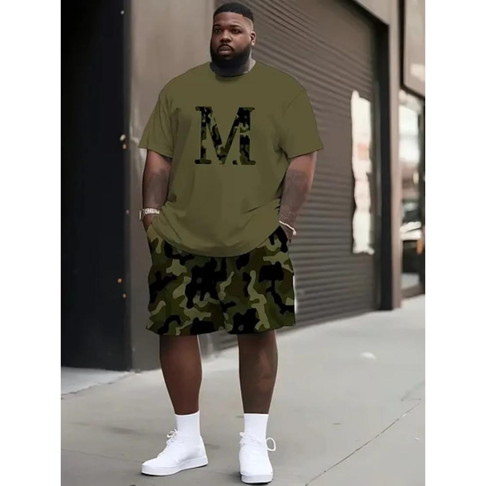 

Fashion Contrasting Color Printing Men s Sports Fitness Casual Shorts Short-sleeved Set Comfortable Breathable Unisex Sports Clothing 6XL
