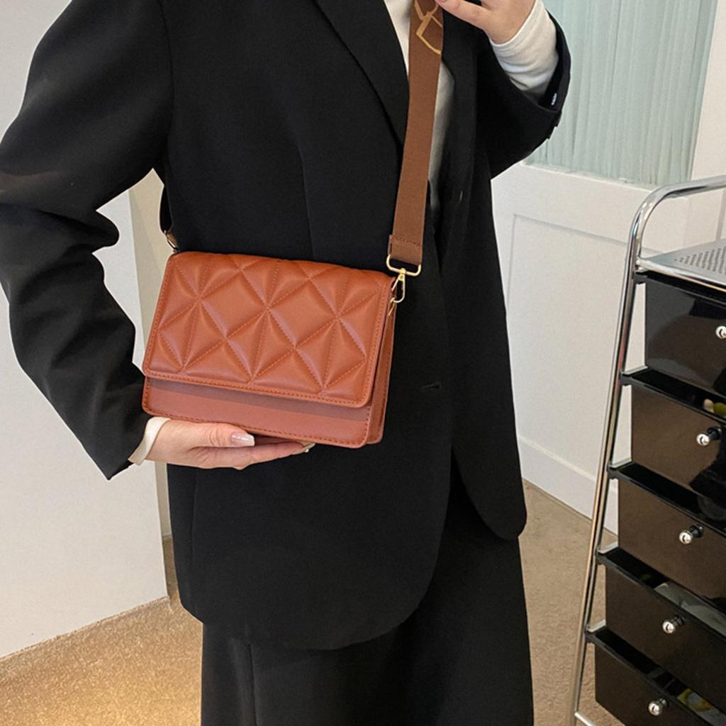 Women Shoulder Bag Vintage Embossed Flap Bag PU Leather Handbag Casual Tote Small Lattice Crossbody Bags