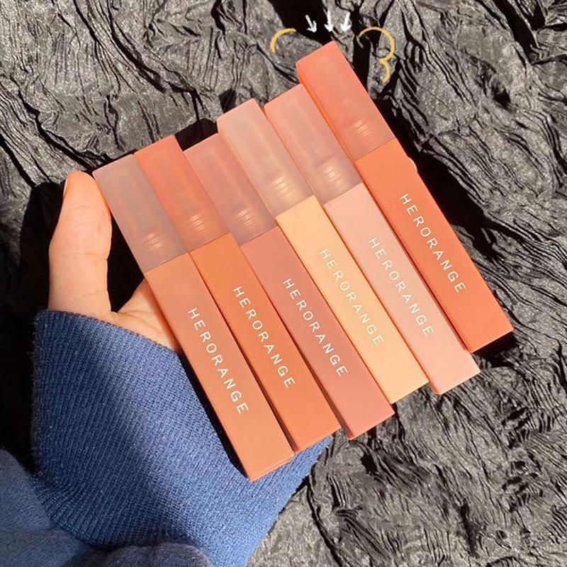 Herorange Velvet Matte Lip Gloss Glaze Waterproof Long-Lasting Liquid Lipsticks Tint Silky Texture Pigment Cosmetics