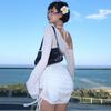 European and American spring and summer slanted shoulder long sleeved hooded dress, sexy perspective pleated dress for women