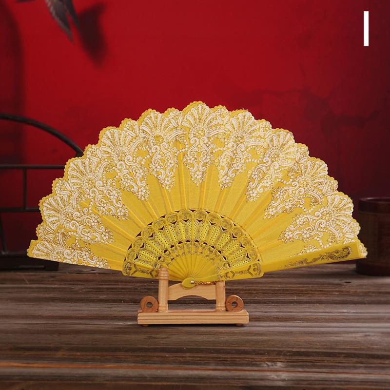 1PC Folding Fans Dance Party Show Chinese Style Cloth Printed Pattern Performance Props Art Craft Gift
