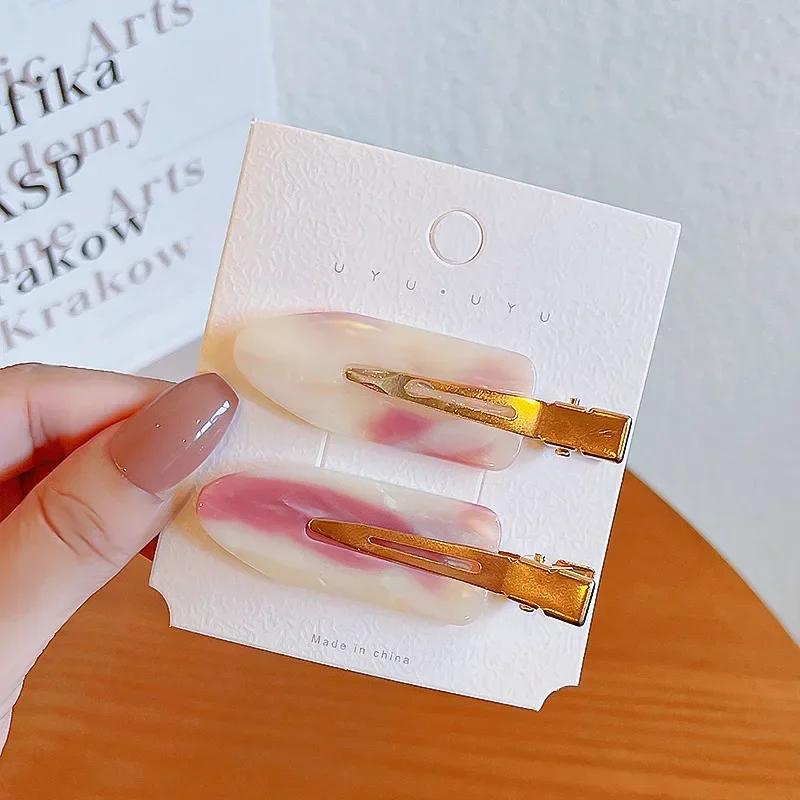 Einfache Sakura-Pink Nahtlose Haarspange Damen Acetatplatte Keine Knick-Ponyklemme Entenschnabelklemme Haarnadeln Haarstyling-Werkzeug