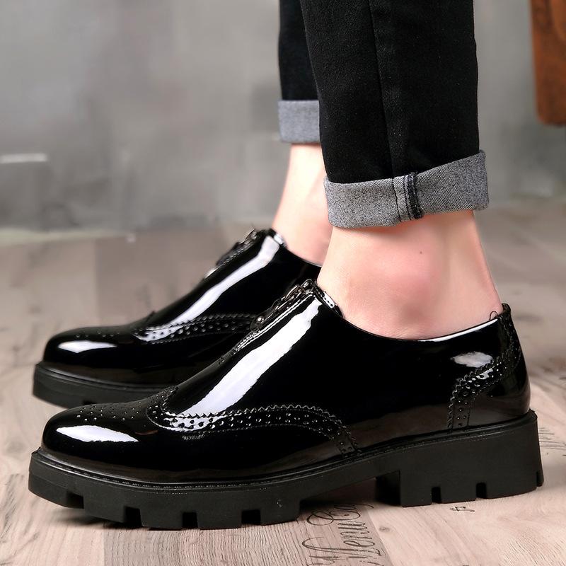 Men's Formal Pointed Toe Leather Shoes - Spring/Autumn Trend, Thick Sole, British & Korean Style