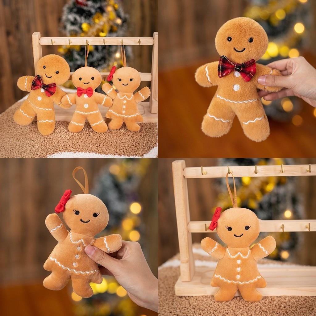 Christmas Man Gingerbread Pendant Plush Toy Doll Holiday Decor Keychain Couple