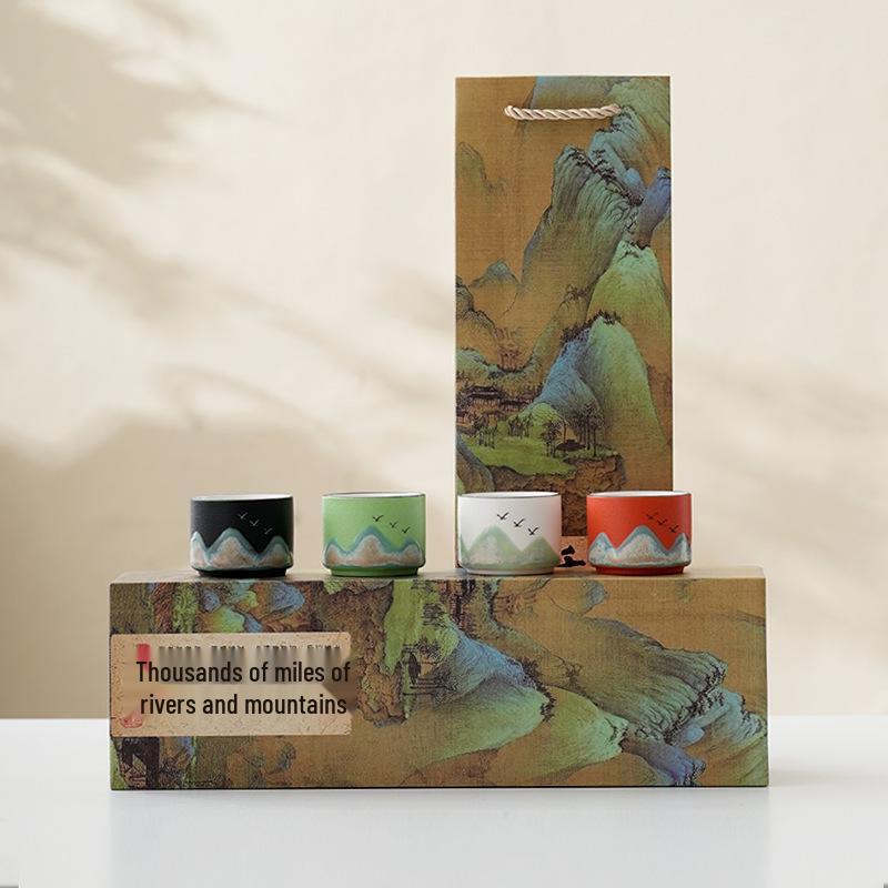 Ceramic Mastery Hand-Painted Retro Teacup - Chinese Style Gift with Custom Logo Packaging