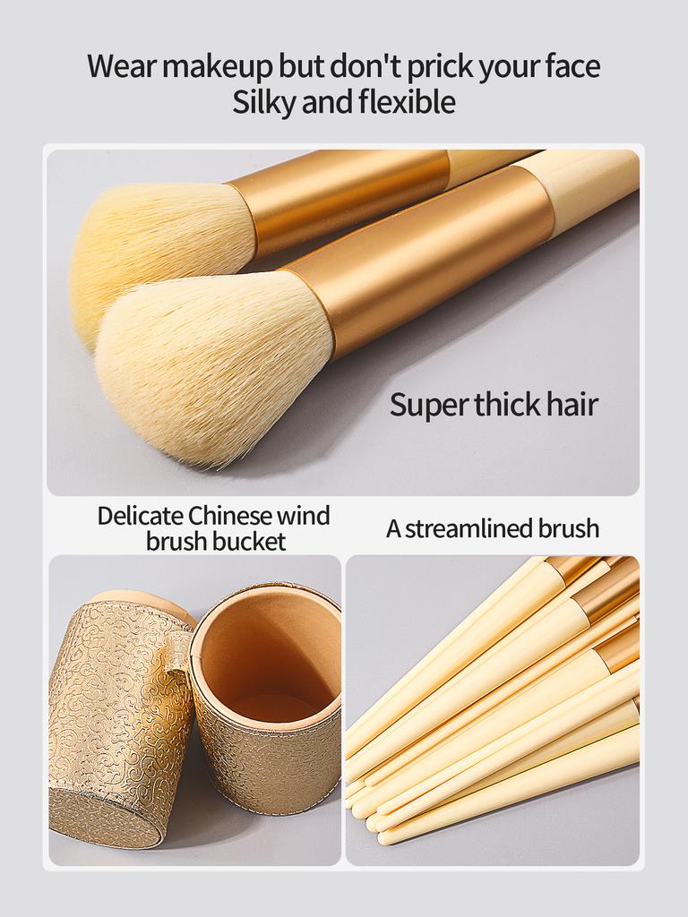 1/3/13/20 Professional Makeup Brush Set,including 13 Brushes,3 Makeup Sponge Eggs,3 Triangular Powder Puffs and 1 Storage Bucket