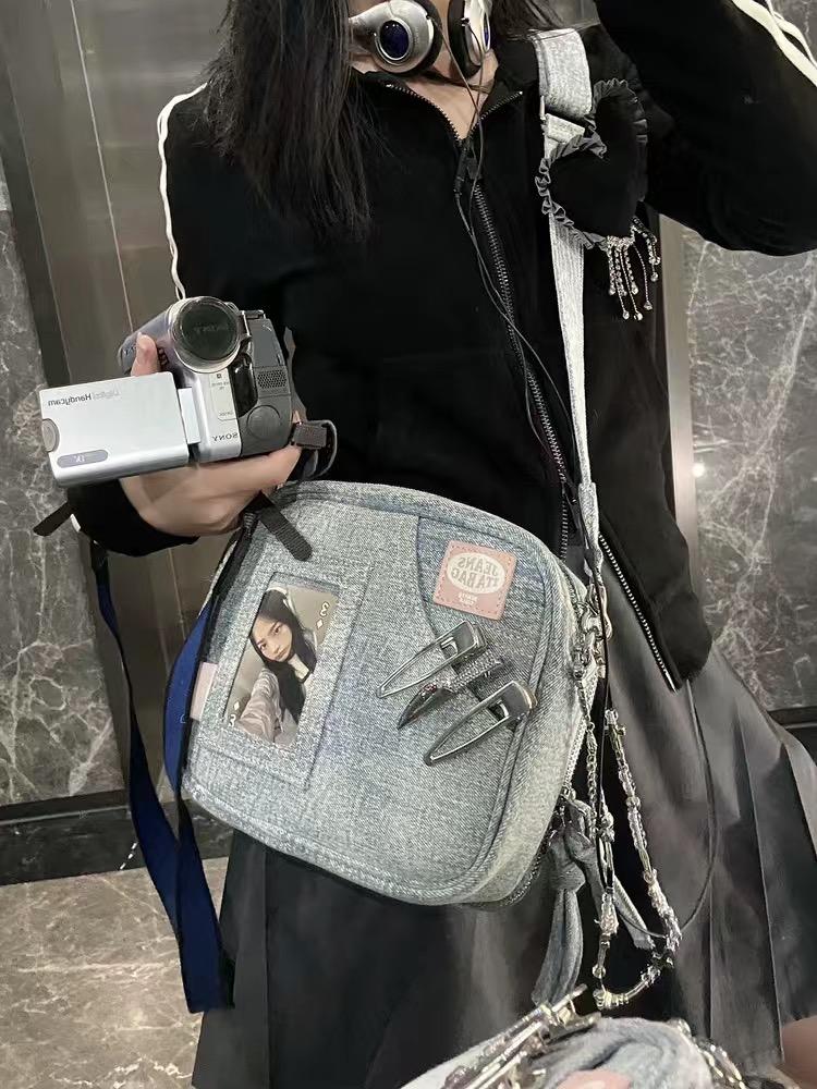 JIAERDI Vintage Denim Messenger Bag Women 2023 New Hot Girls Harajuku Casual Crossbody Bags Female Retro Solid Canvas Bag Y2k