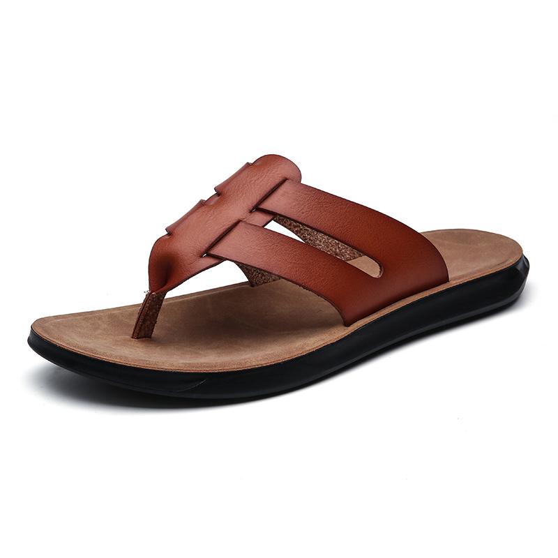 Herren Zehentrenner Kunstleder Hausschuhe Strandschuhe Sommer Lässig Chanclas Hombre Infradito Uomo Japonki