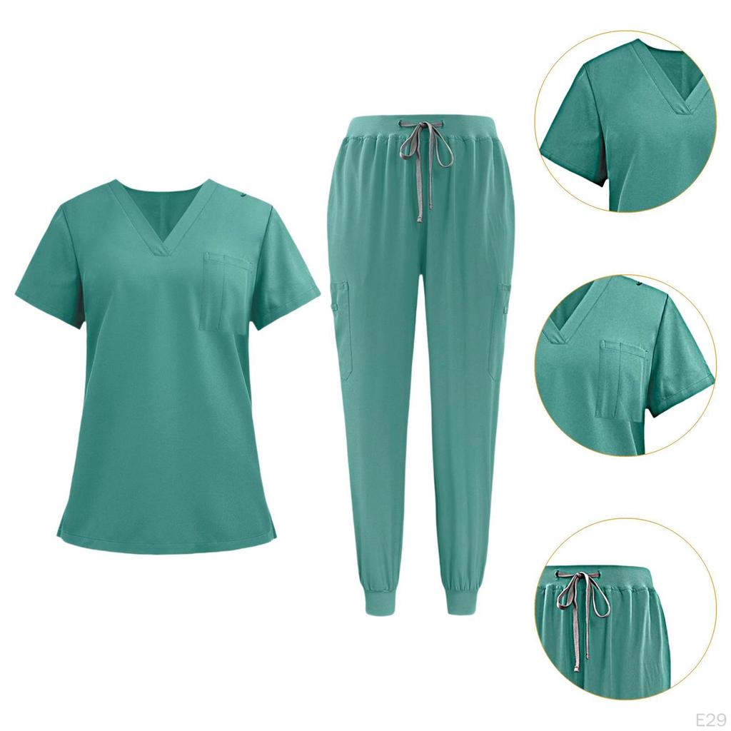 Women Scrub Uniform Set Jogging Cloth Top and Jogger Pants for Yoga Pet Grooming