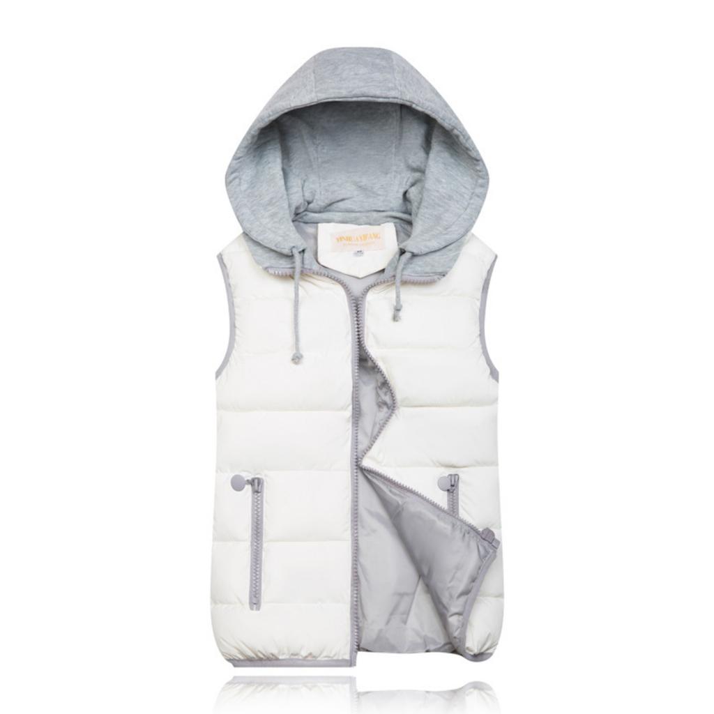 Women's Fall Winter Cotton Vest, Korean Style Plus Size Detachable Hooded Short Warm Sleeveless Waistcoat
