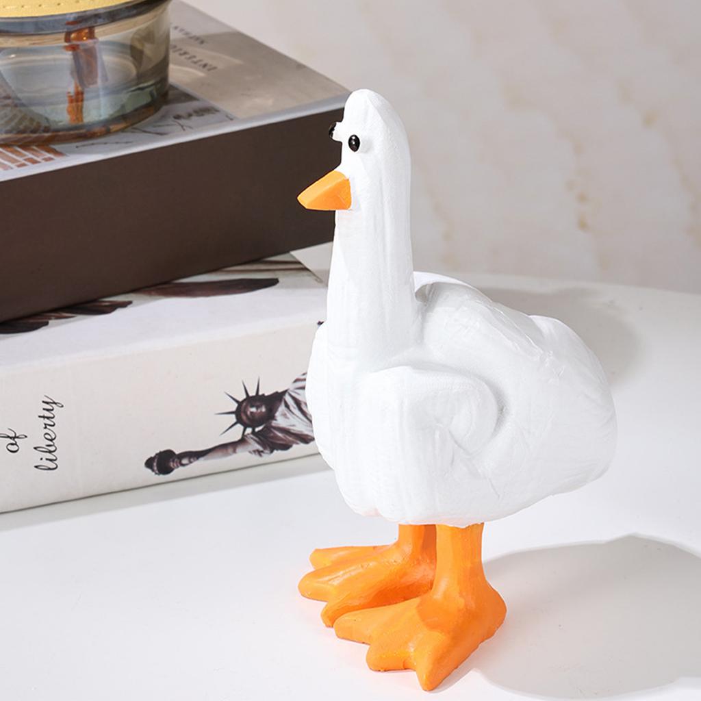 Middle Finger Duck Figurine Exquisite Hand Made Synthetic Resin Duck Statue Vibrant Funny Duck