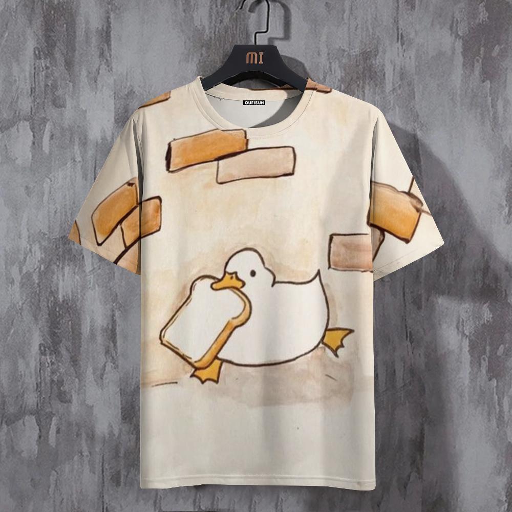 Tričko Pro muže Funny Duck Potisk Ležérní Sportovní Potištěný Posádka Výstřih Sportovní Košile Pulovr Krátké Rukávy Topy Pánské oversized oblečení