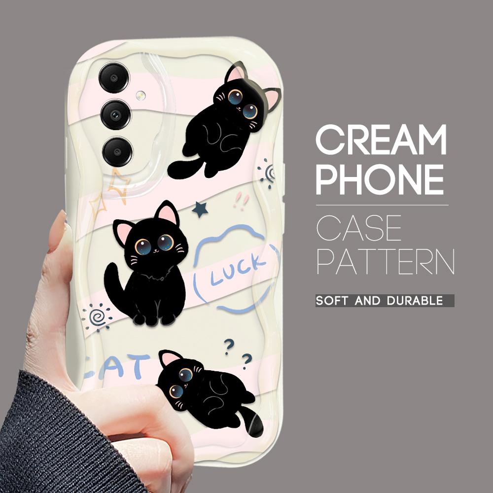 Søt tegneseriemønster krem tekstur deksel Bølget kant mykt silikondeksel Telefonveske for Samsung