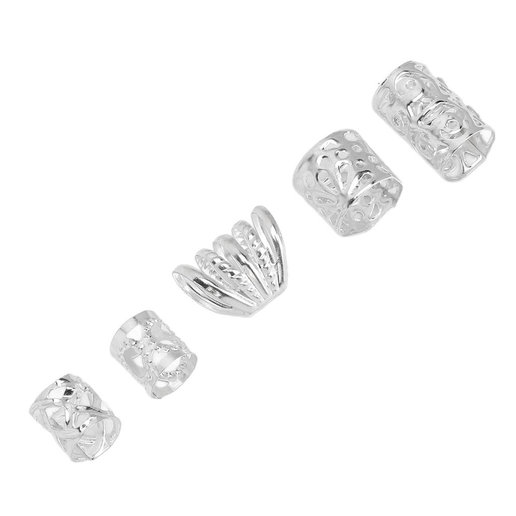 300pcs Beard Beads DIY Retro Lightweight Hair Tube Beads Exquisite Dreadlocks Bead for Men Women Silver