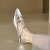 Fashion 2025 New Spring Women Pumps Shoes for Women Pointed Toe Wedges Mary Janes Women Shoes Golden Ladies Shoes Sliver