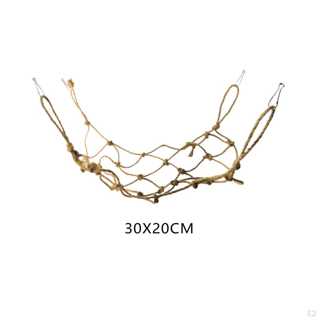 Bird Climbing Net Parrot Hanging Swing Rope Cage Perch with Buckles Hooks Chew Toy Hamster Hammock