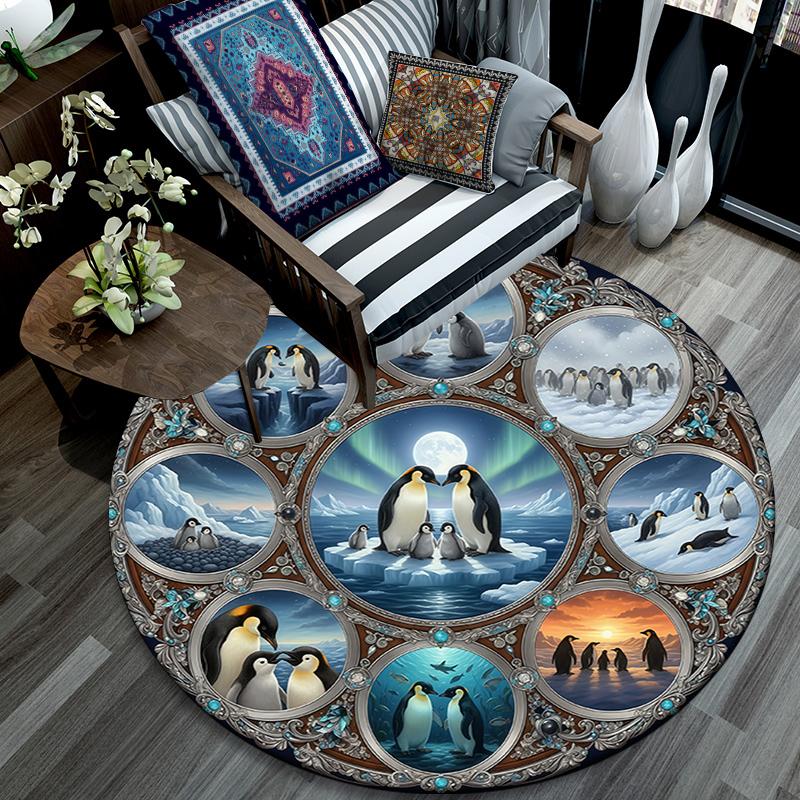 Tappeto Rotondo con Stampa Cartoon, Tappeto per Soggiorno Camera da Letto Divano Sala Giochi Decorazione, Tappetino Antiscivolo