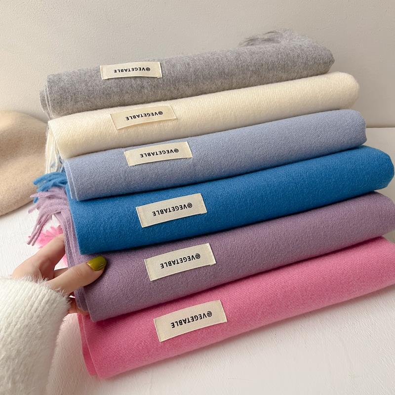 Scarf girls winter versatile solid color imitation cashmere scarf long scarf shawl dual-purpose couple men