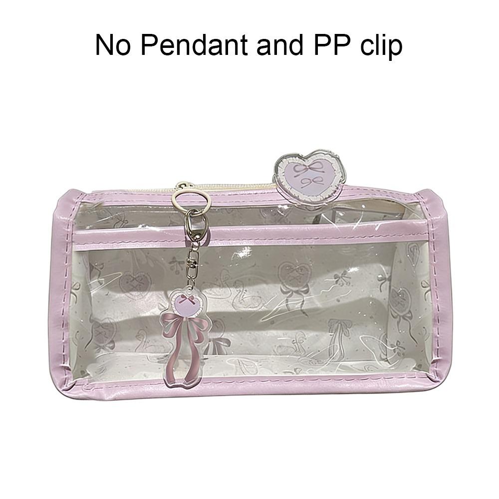 Bow Stationery Bag Transparent Storage Bag Cute Pen Box  Gift